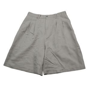 Marcia Shorts Womens 10 Beige Bermuda High Rise Pleated Button Zip Slash Pocket
